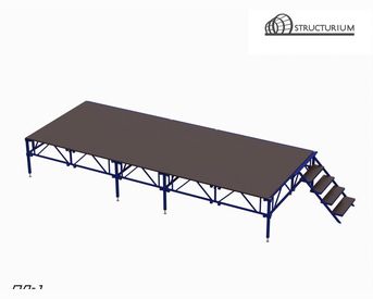 Изображение для товара Сборно-разборный подиум (сцена) с лестницей ПД-10
