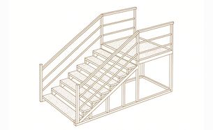 Изображение для товара Лестница металлическая с перилами (9 ступеней, решетчатая поверхность, с площадкой) вариант 1